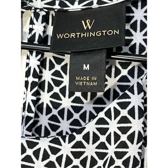 Worthington Sleeveless Ruffle Top Black White Size Medium - Picture 6 of 7
